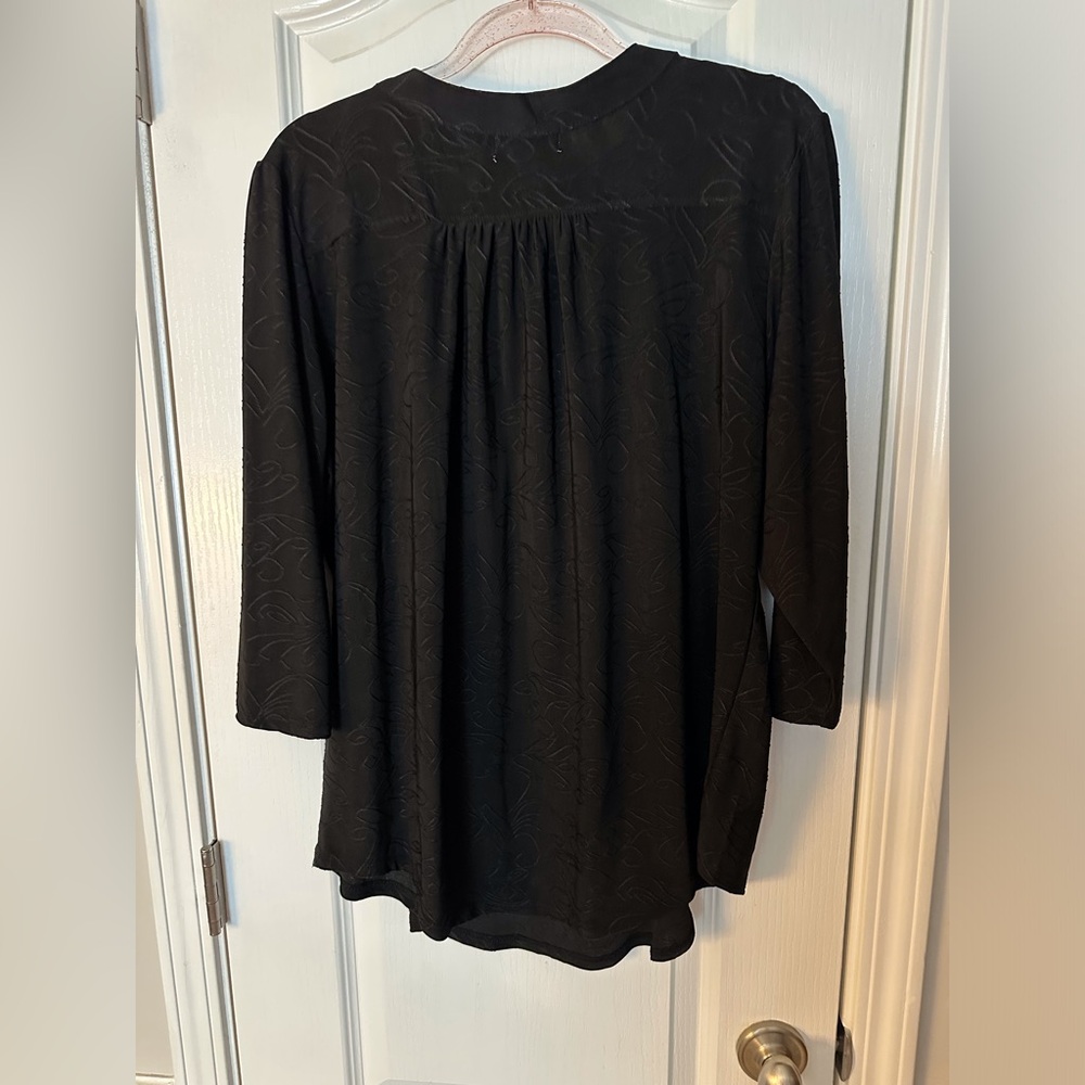 Shannon Ford Women’s Black 3/4 sleeve Blouse 1X - Picture 2 of 5